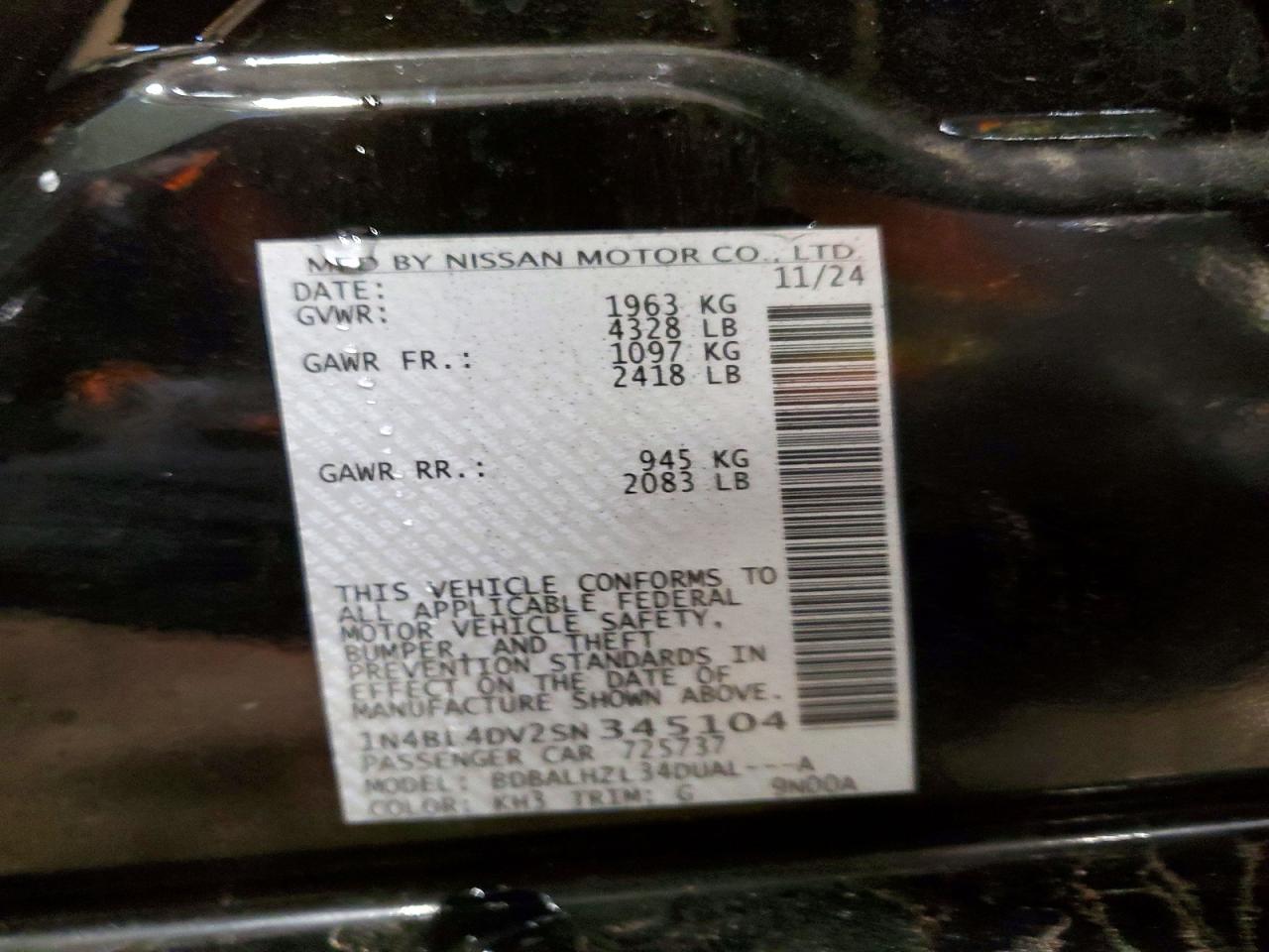 2025 NISSAN ALTIMA SV photo 12