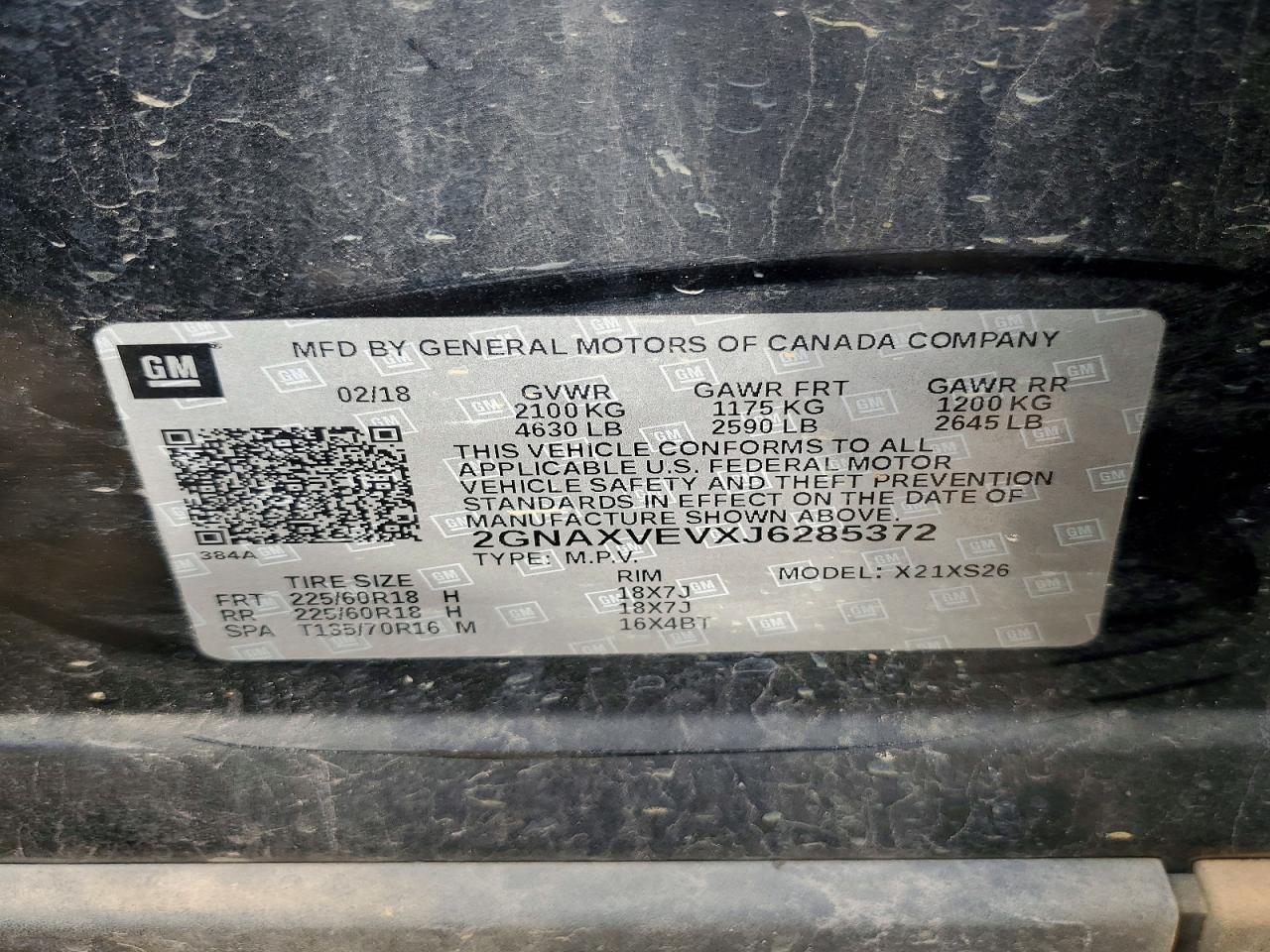 2018 CHEVROLET EQUINOX PREMIER photo 13