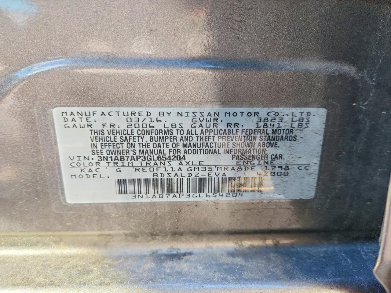 2016 NISSAN SENTRA S photo 12