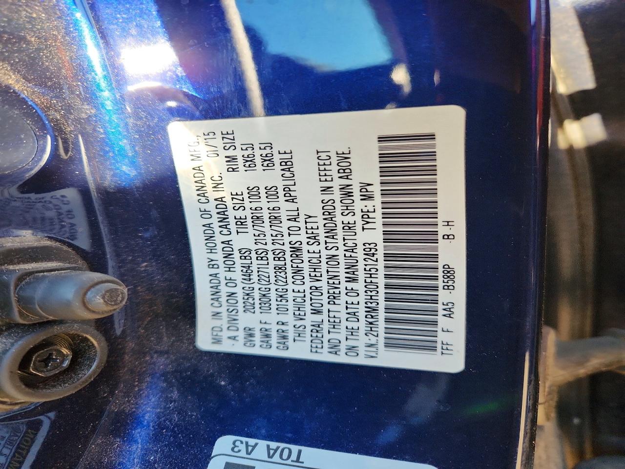 2015 HONDA CR-V LX photo 14