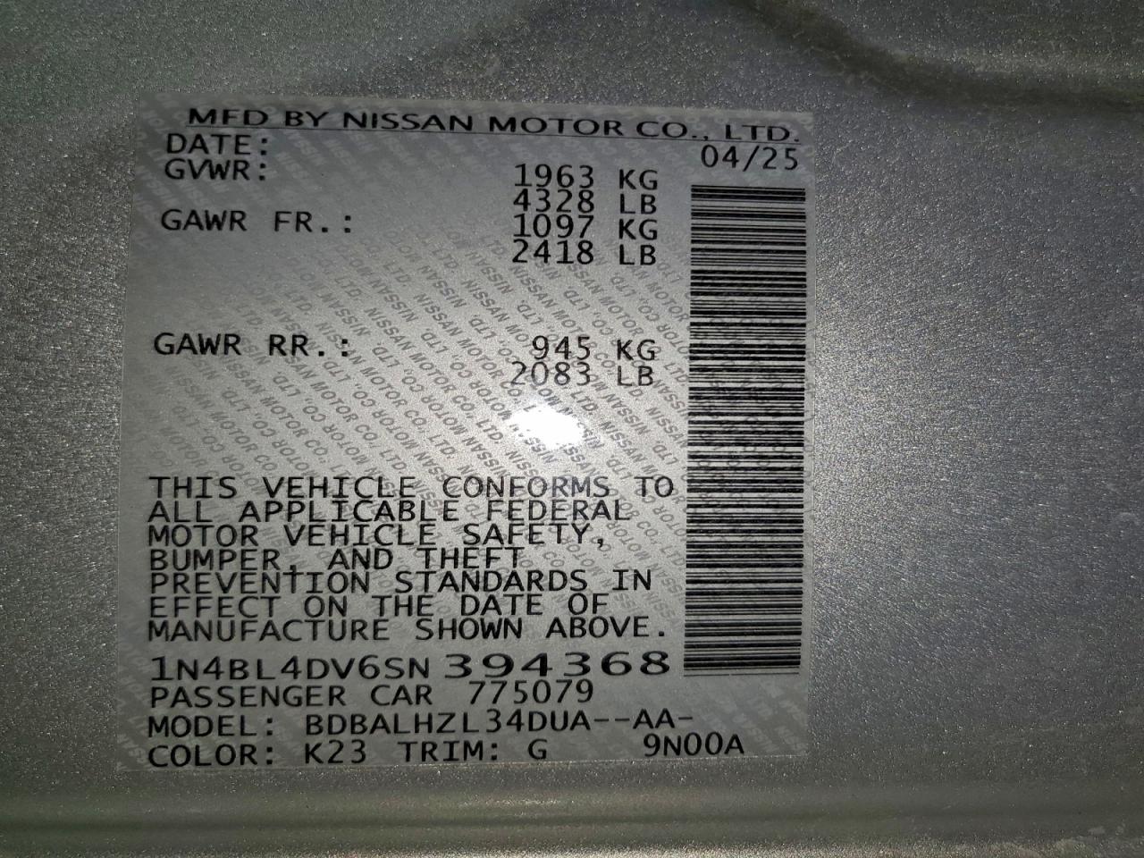 2025 NISSAN ALTIMA SV photo 12