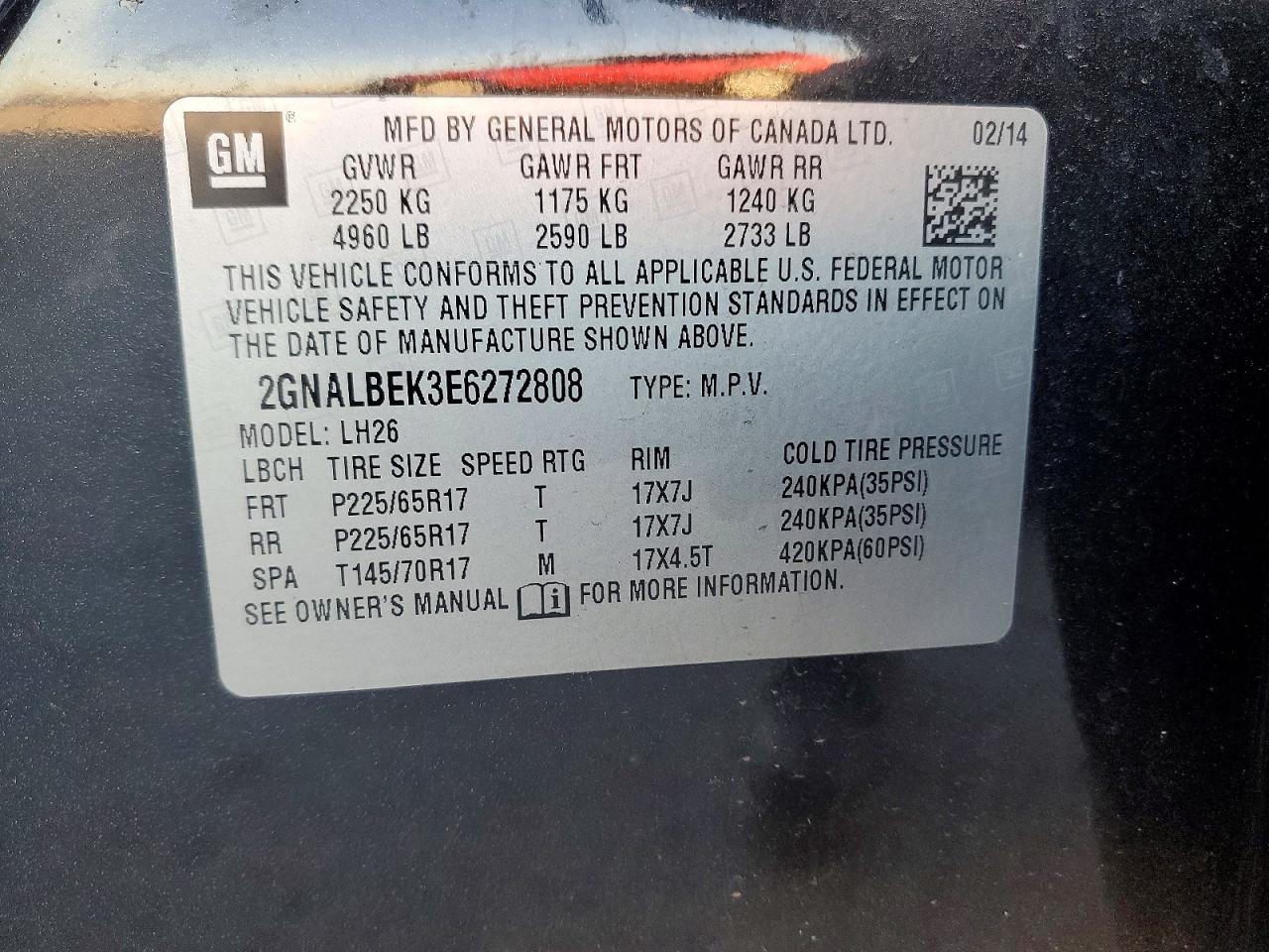2014 CHEVROLET EQUINOX LT photo 12