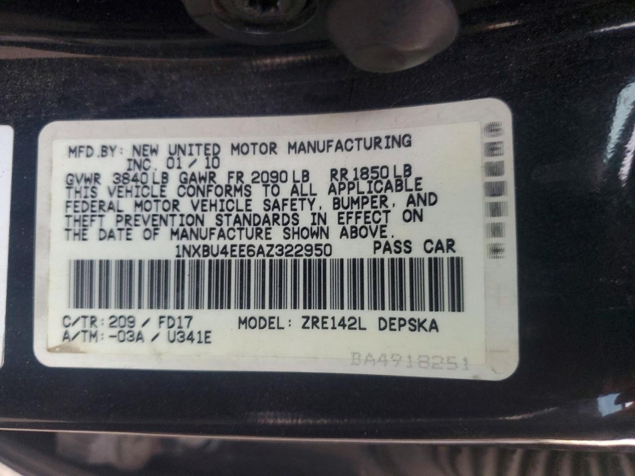 2010 TOYOTA COROLLA BASE photo 13