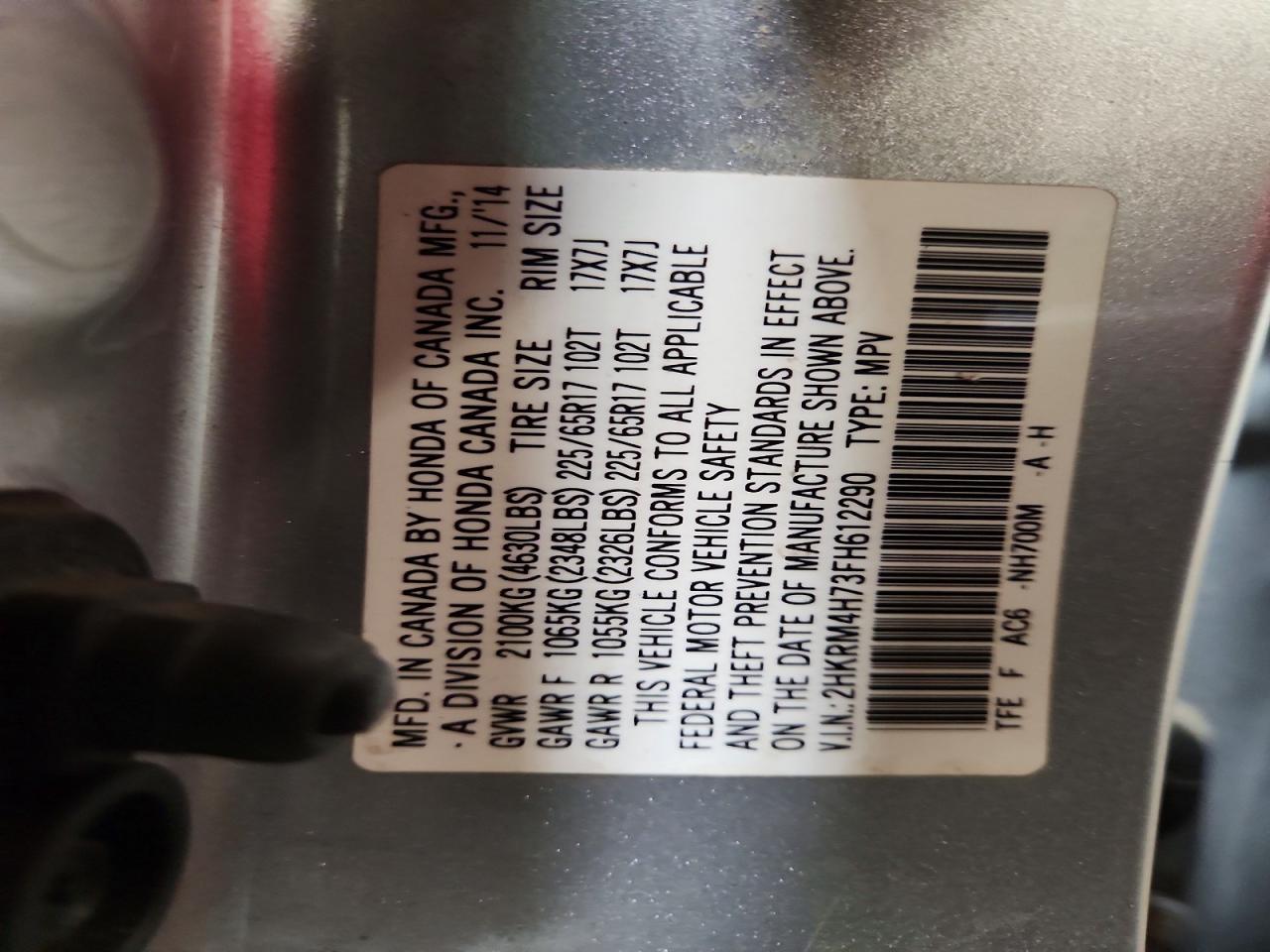 2015 HONDA CR-V EXL photo 13