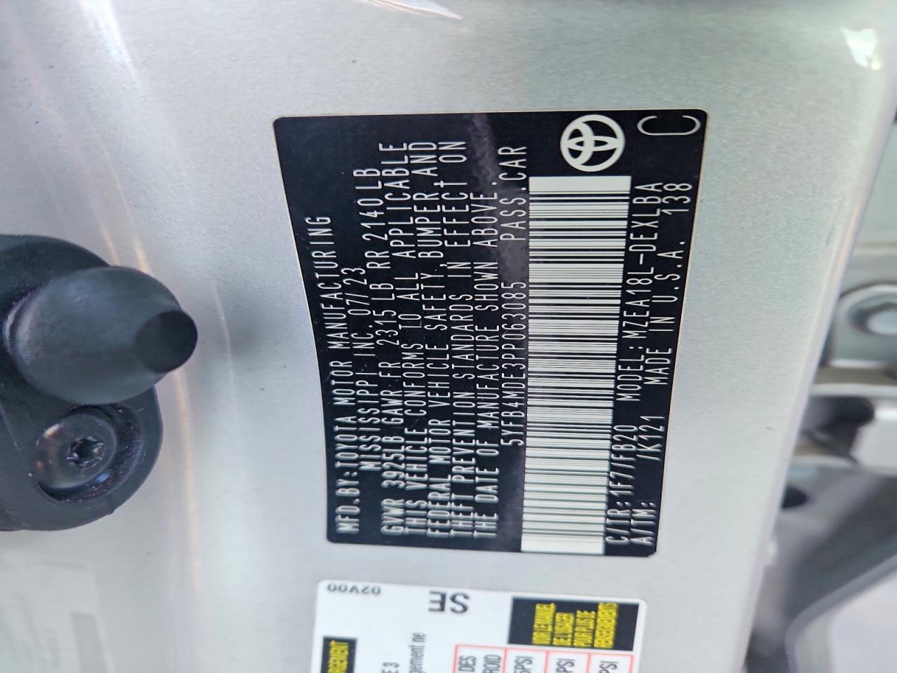 2023 TOYOTA COROLLA LE photo 12