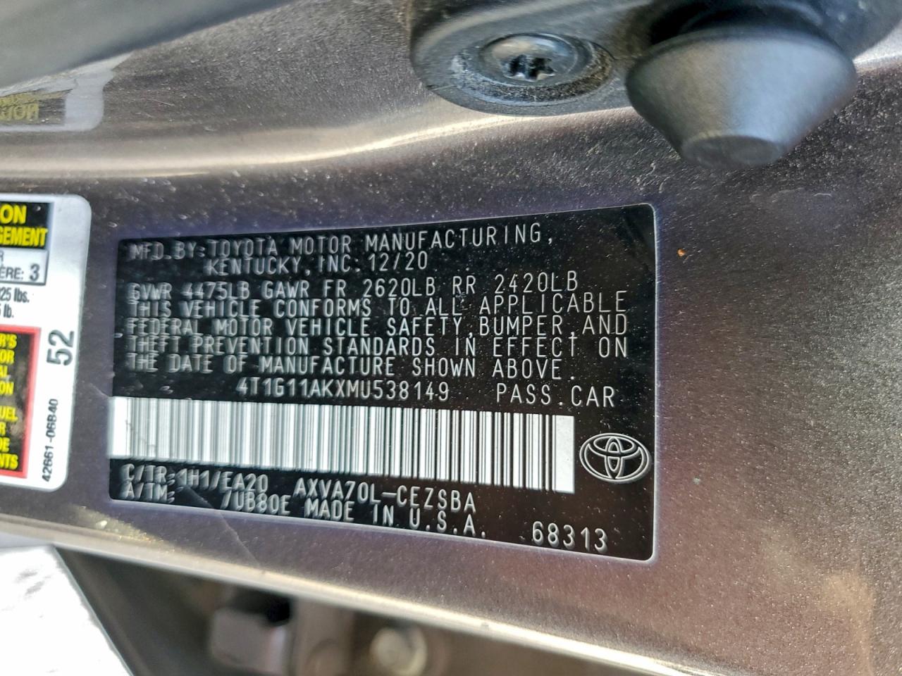 2021 TOYOTA CAMRY SE photo 12