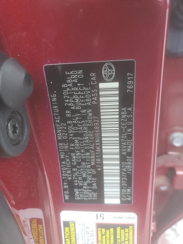 2022 TOYOTA CAMRY LE photo 12