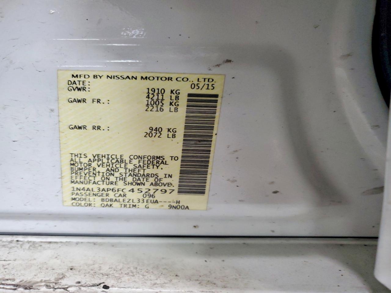 2015 NISSAN ALTIMA 2.5 photo 12
