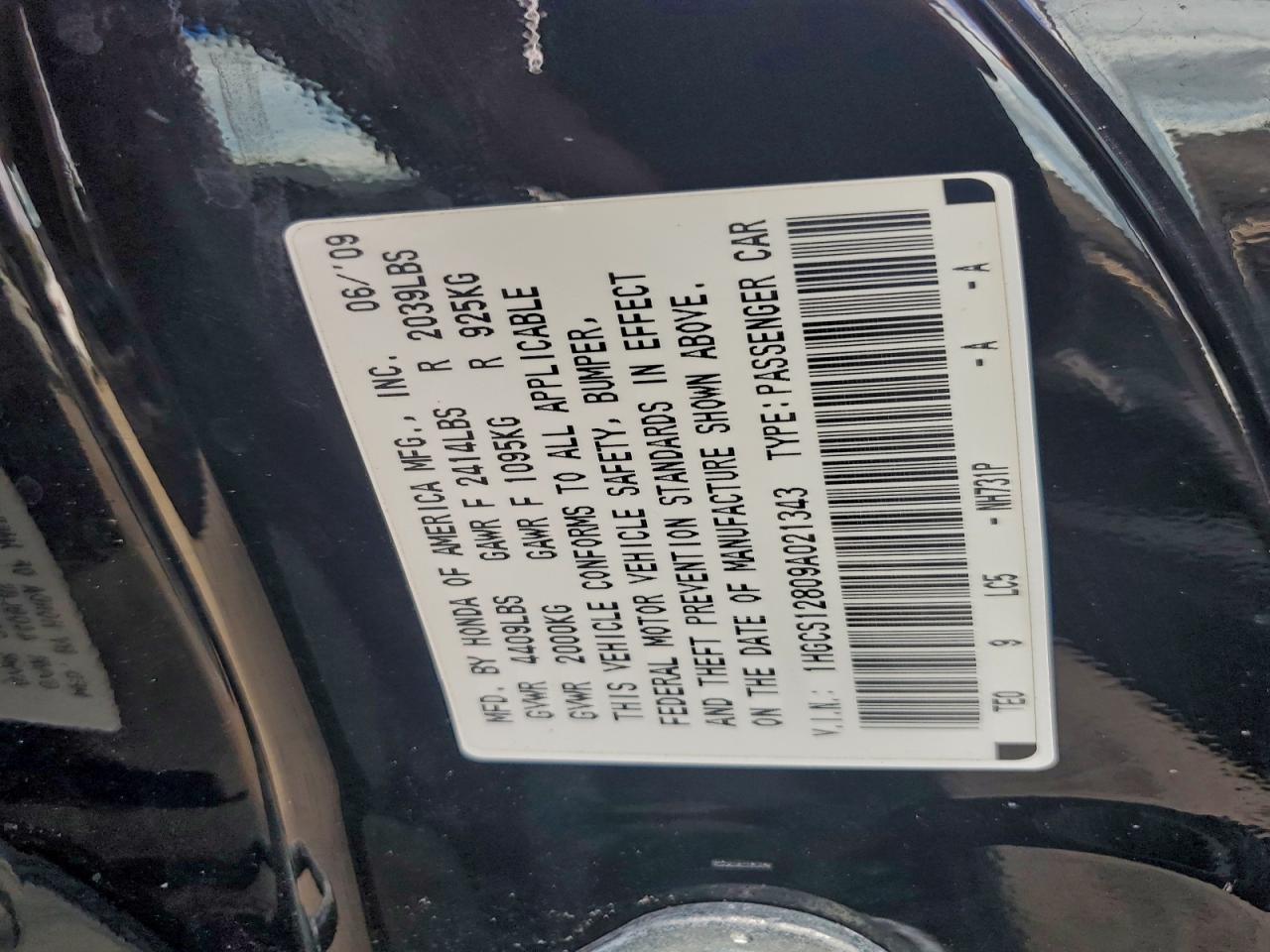 2009 HONDA ACCORD EXL photo 12