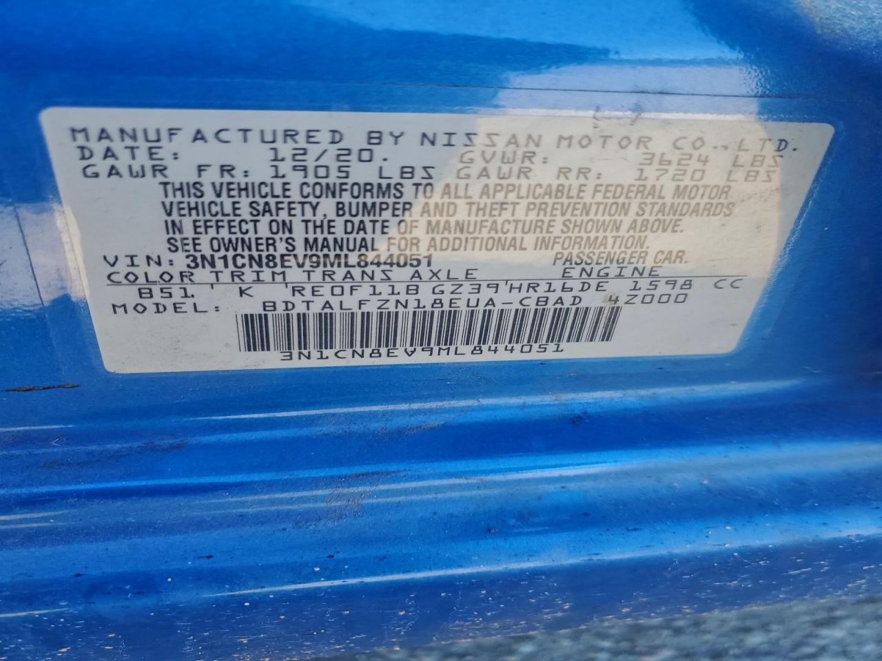 2021 NISSAN VERSA SV photo 12