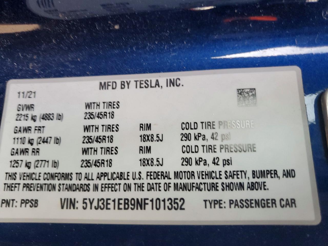 2022 TESLA MODEL 3 photo 12