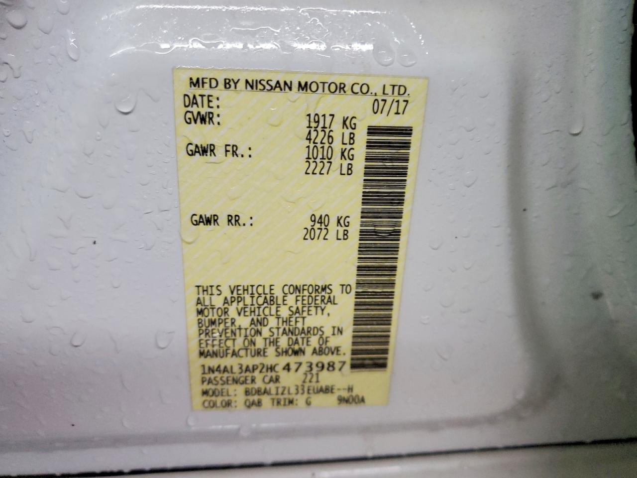 2017 NISSAN ALTIMA 2.5 photo 12