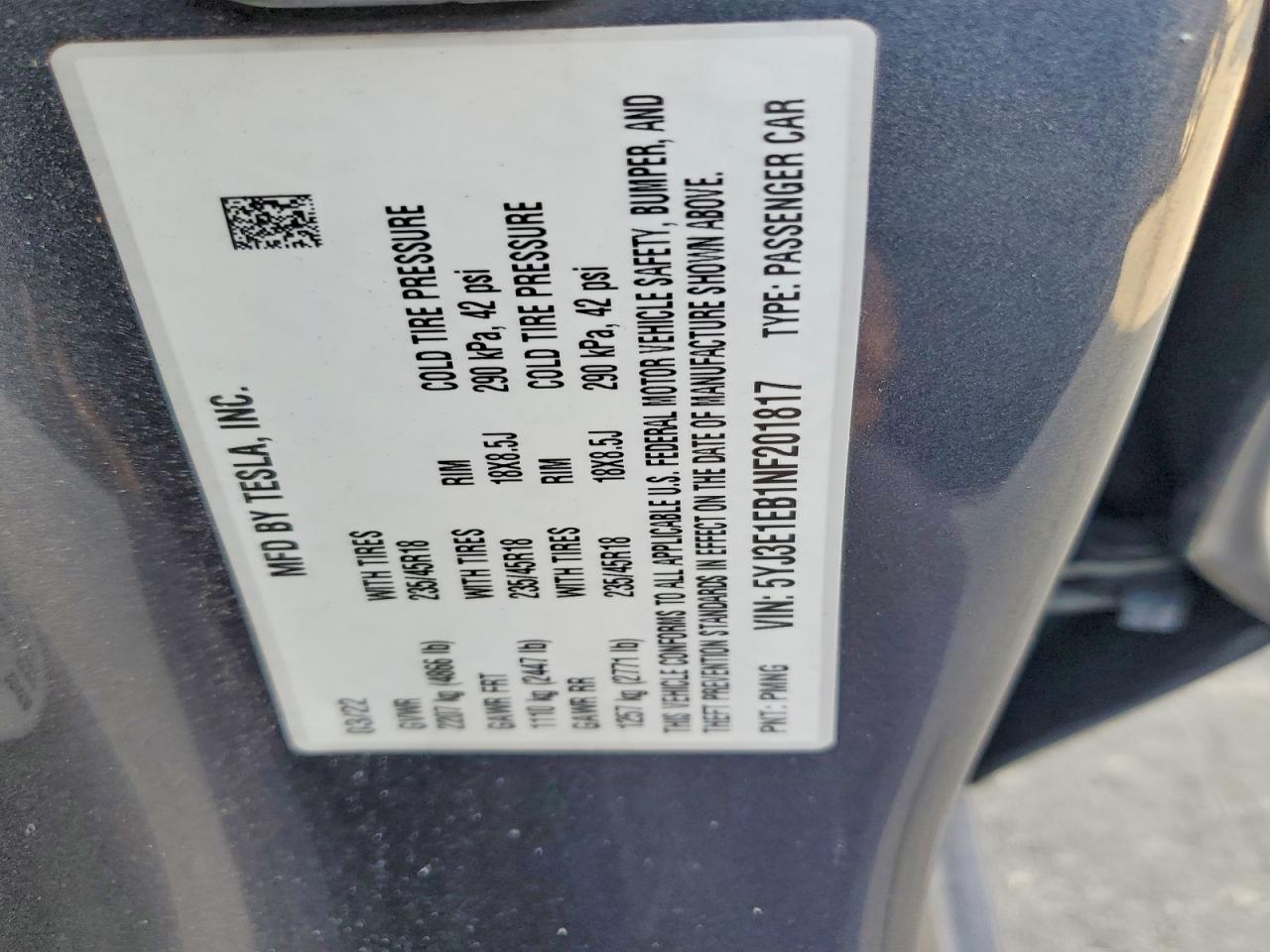 2022 TESLA MODEL 3 photo 12