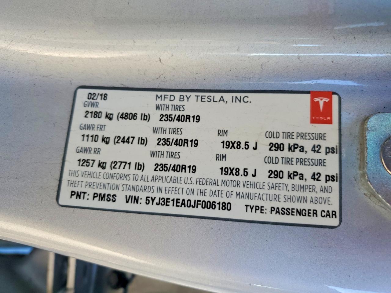 2018 TESLA MODEL 3 photo 13