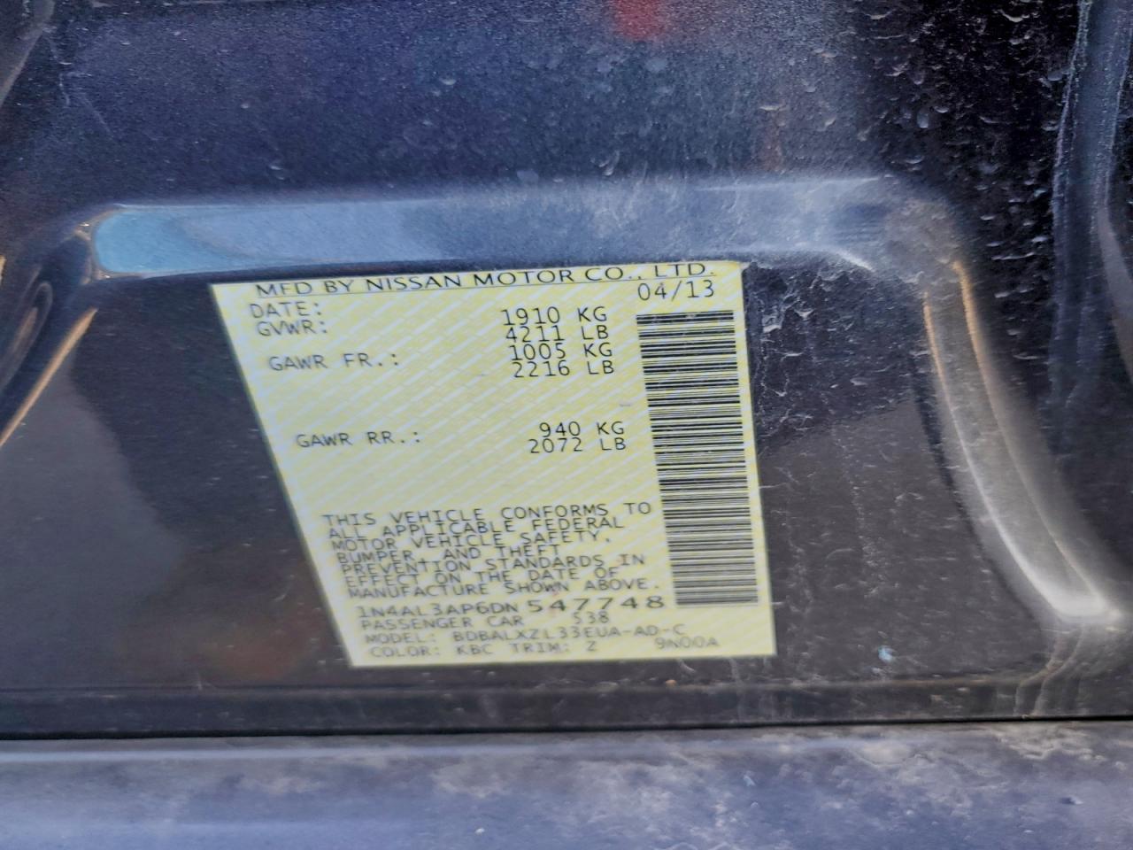 2013 NISSAN ALTIMA 2.5 photo 12
