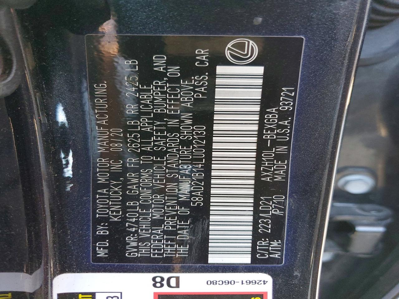 2020 LEXUS ES 300H photo 12