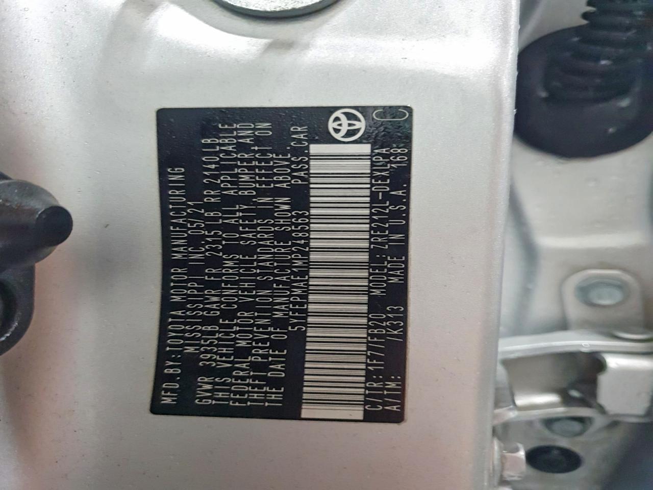 2021 TOYOTA COROLLA LE photo 12