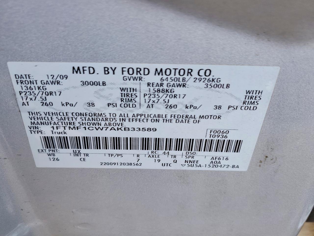 2010 FORD F150 photo 12