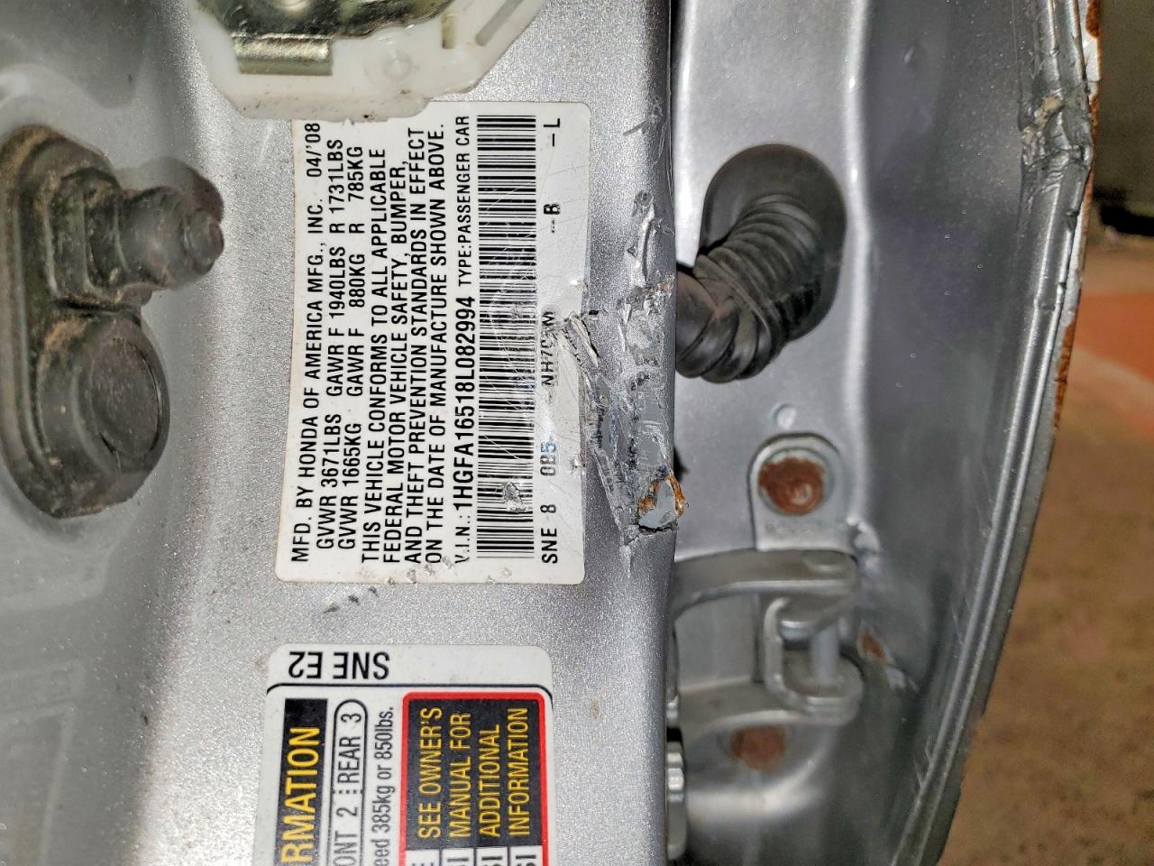 2008 HONDA CIVIC LX photo 12