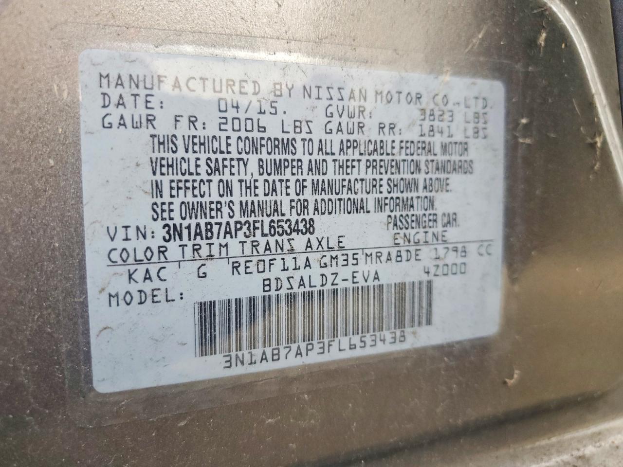 2015 NISSAN SENTRA S photo 12