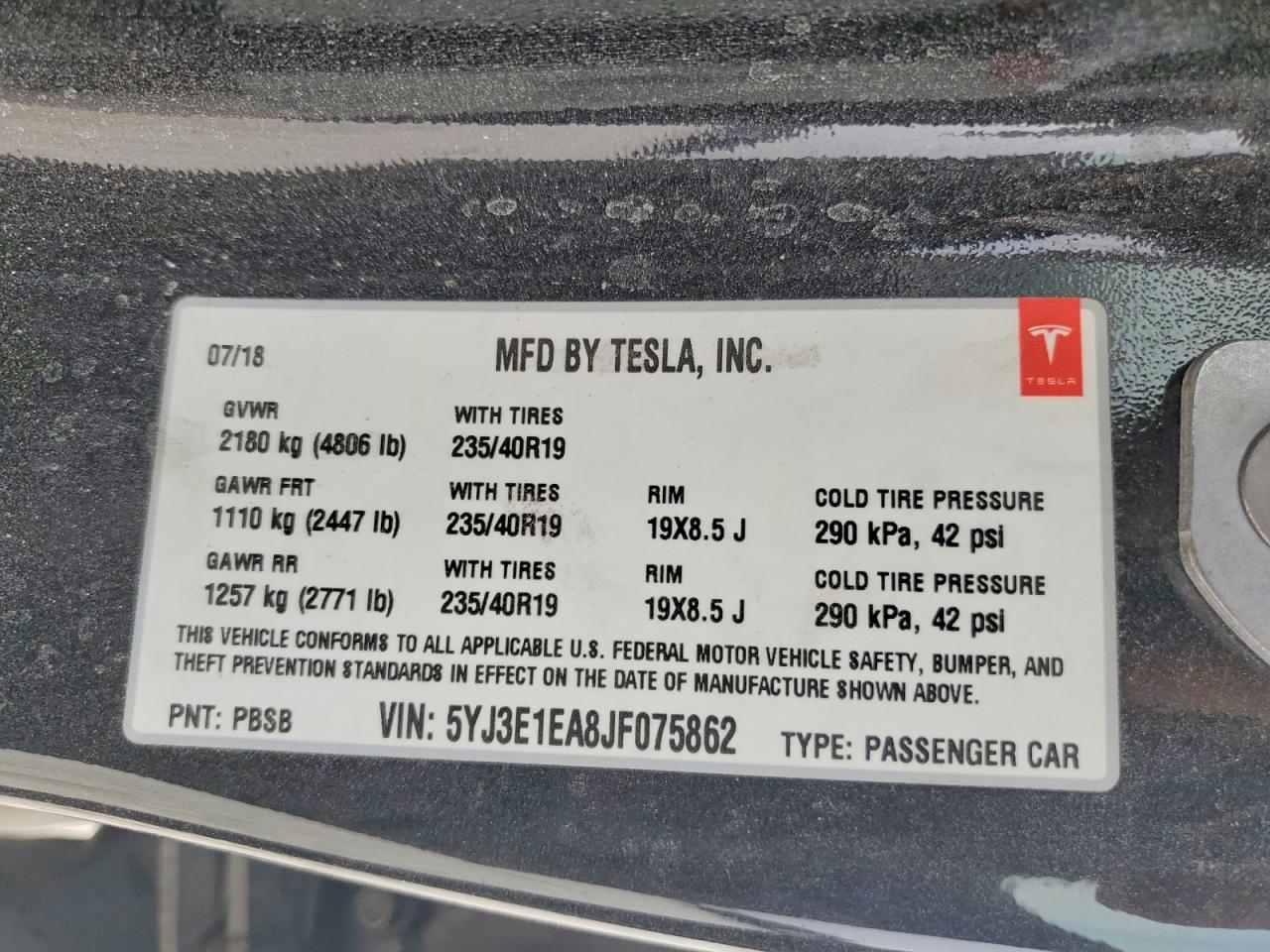 2018 TESLA MODEL 3 photo 13