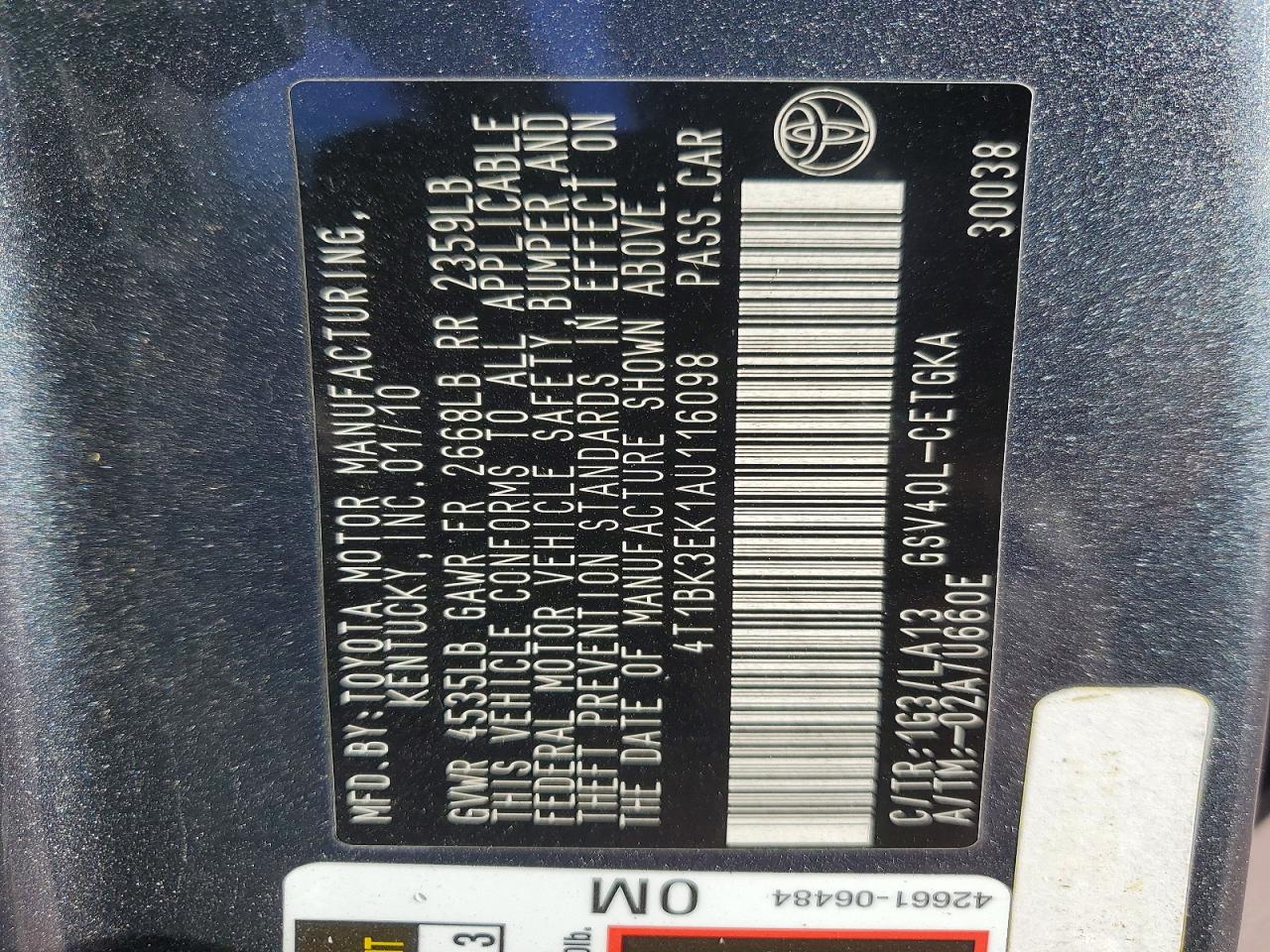 2010 TOYOTA CAMRY SE photo 13