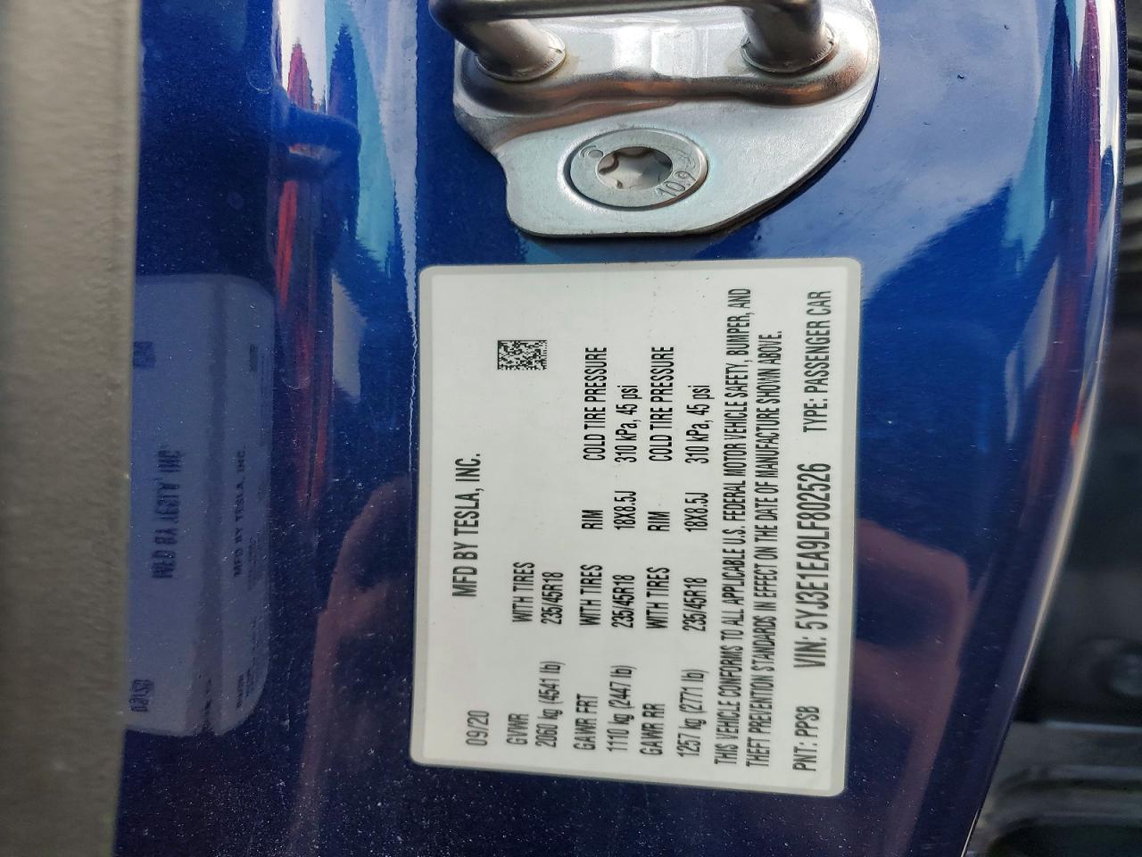 2020 TESLA MODEL 3 photo 12