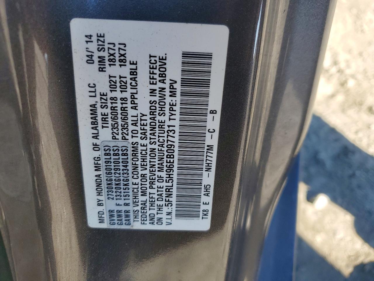 2014 HONDA ODYSSEY TOURING photo 14
