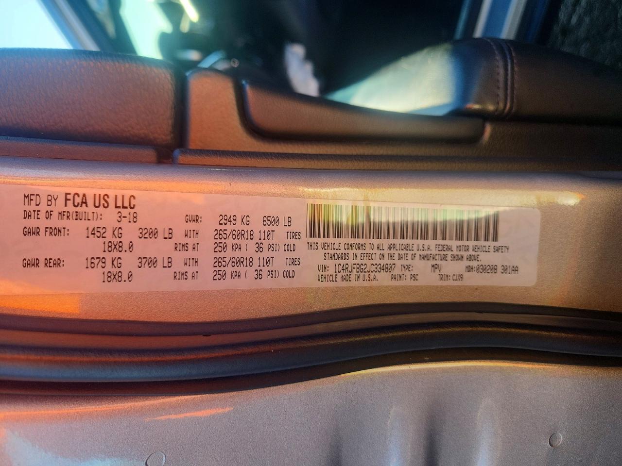 2018 JEEP GRAND CHEROKEE LIMITED photo 12