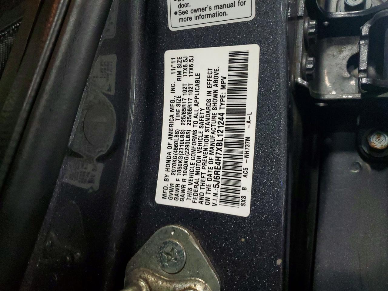 2011 HONDA CR-V EXL photo 12