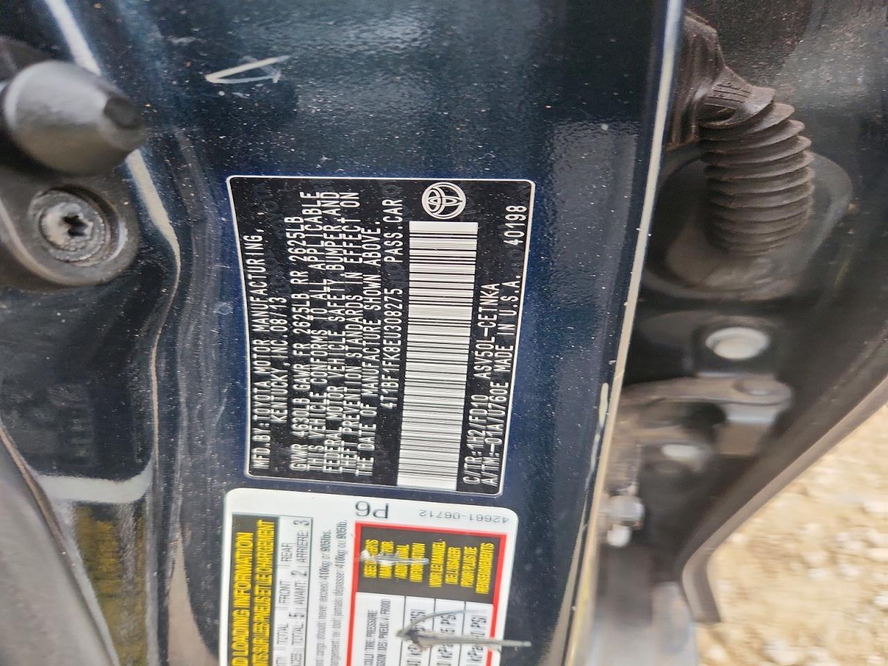 2014 TOYOTA CAMRY L photo 13