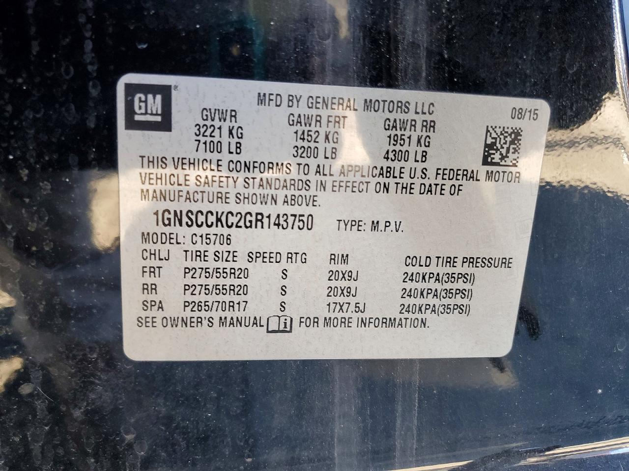 2016 CHEVROLET TAHOE C1500 LTZ photo 13