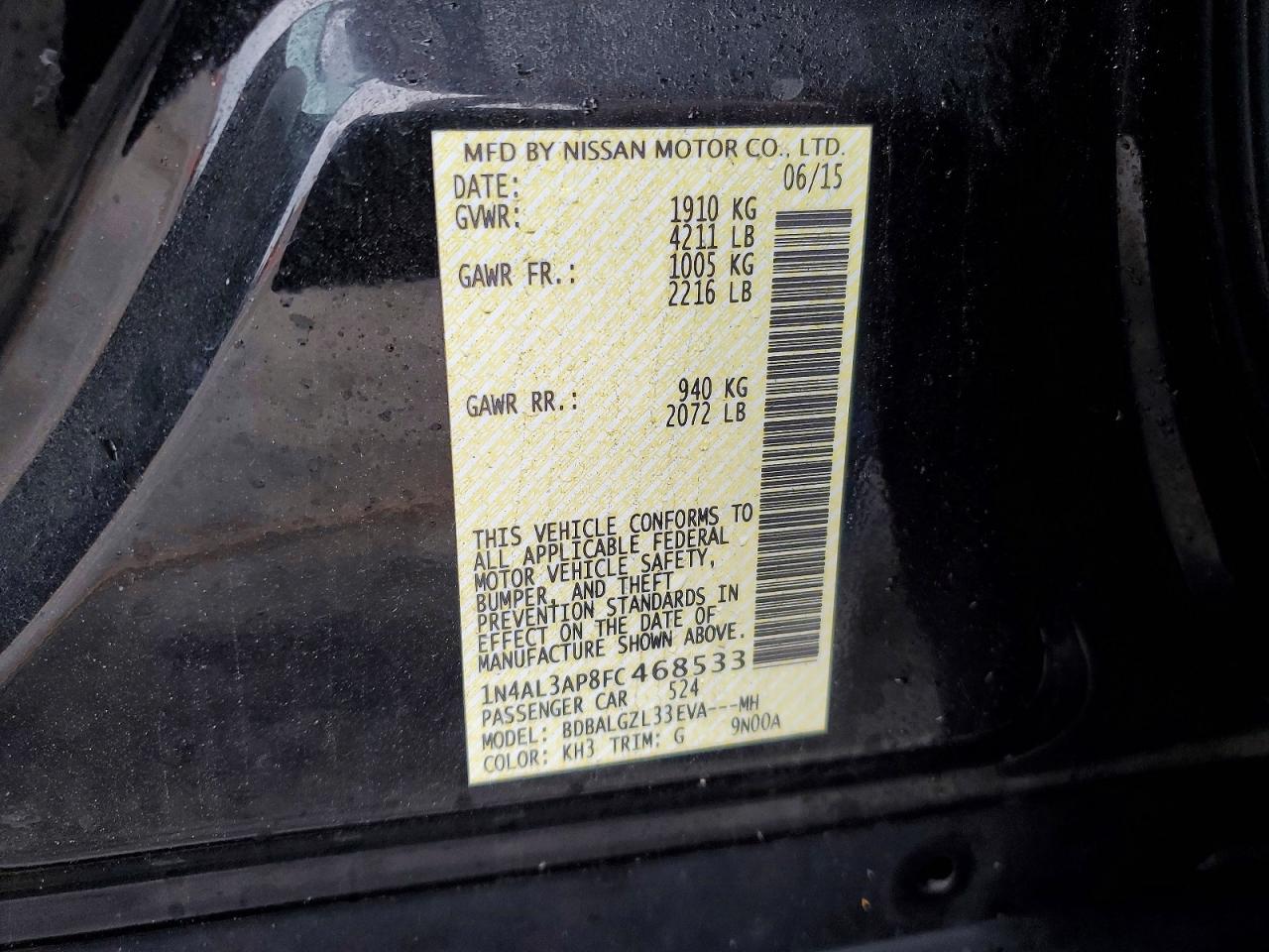 2015 NISSAN ALTIMA 2.5 photo 12