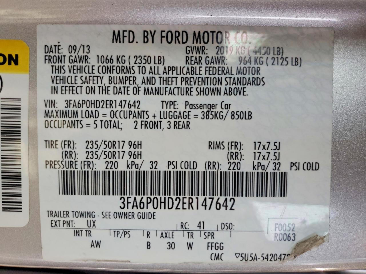 2014 FORD FUSION SE photo 12