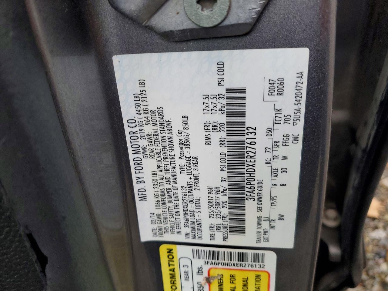 2014 FORD FUSION SE photo 12