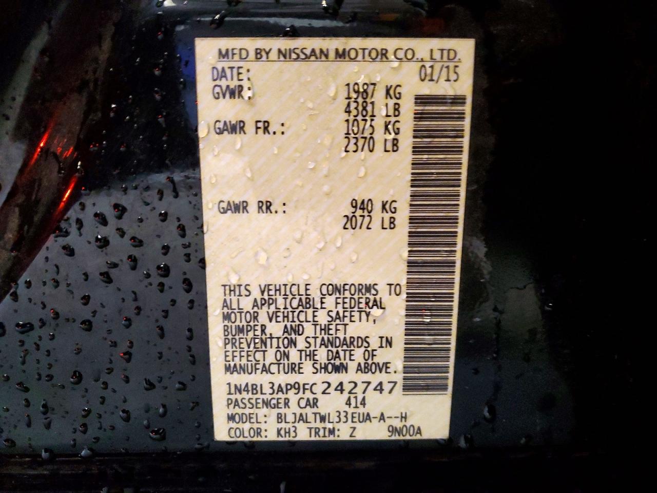 2015 NISSAN ALTIMA 3.5S photo 12