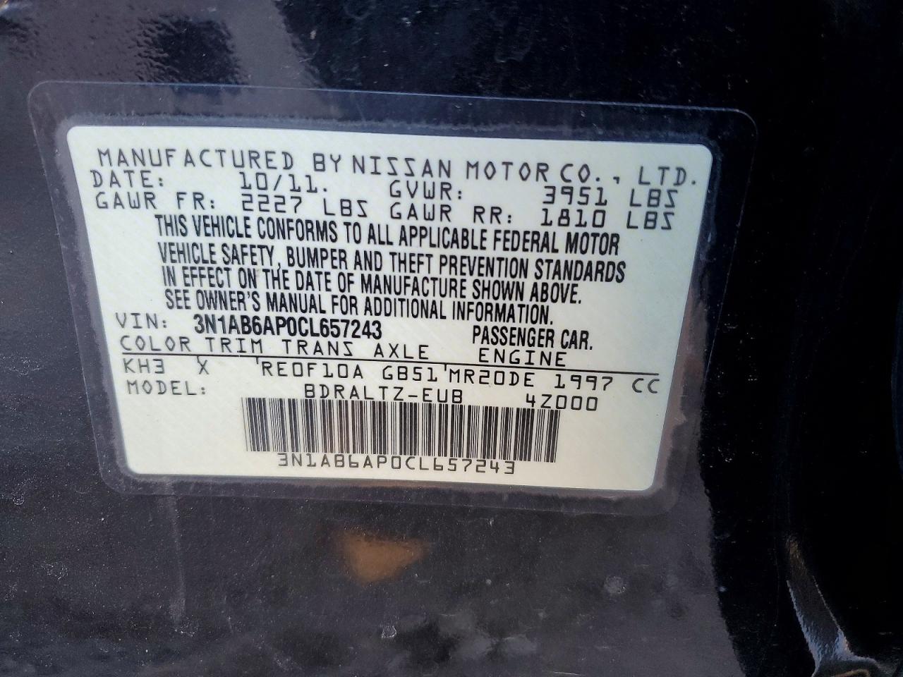 2012 NISSAN SENTRA 2.0 photo 13