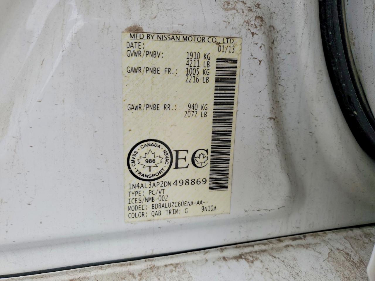 2013 NISSAN ALTIMA 2.5 photo 12