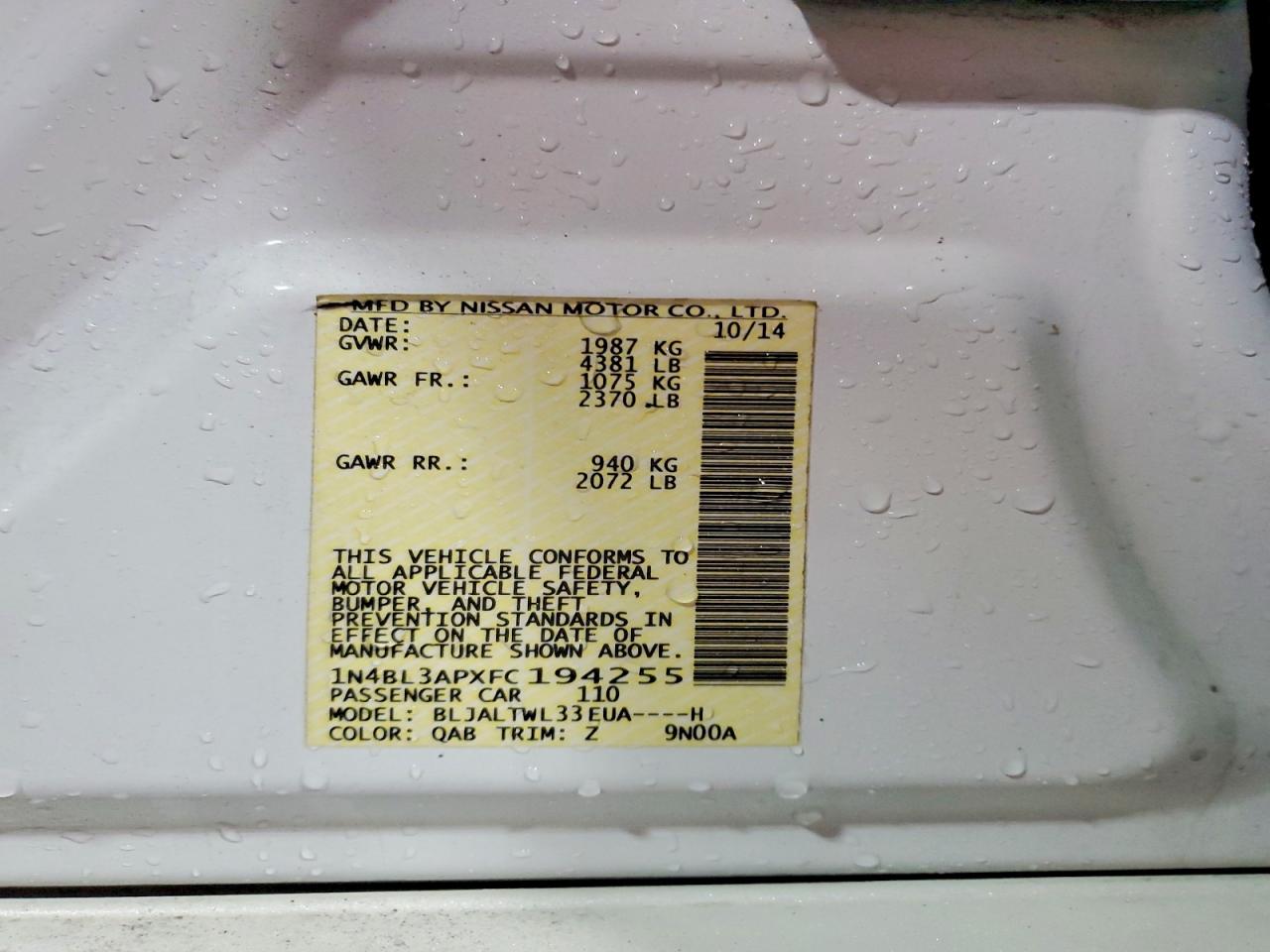 2015 NISSAN ALTIMA 3.5 SL photo 12
