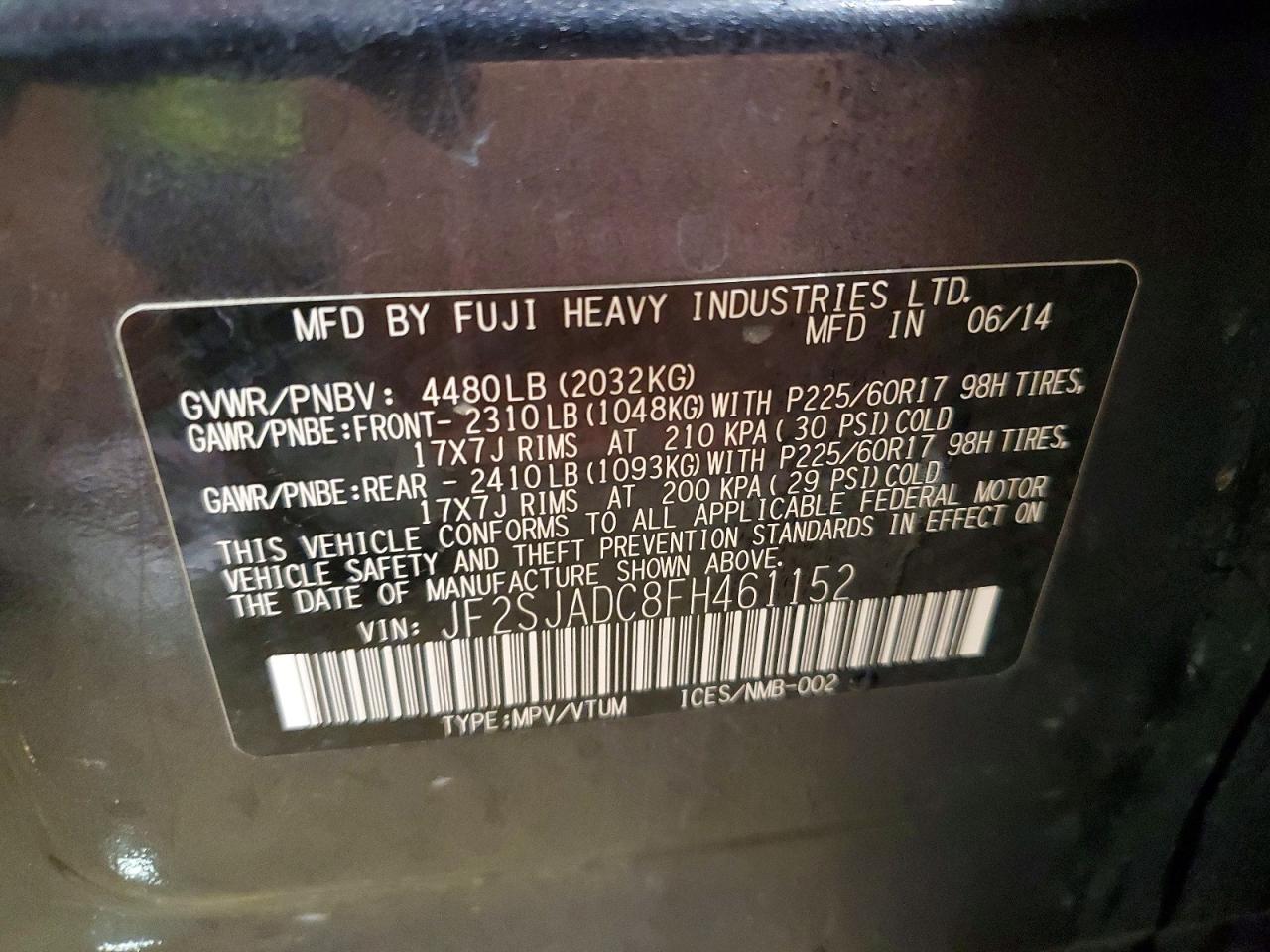 2015 SUBARU FORESTER 2.5I PREMIUM photo 14
