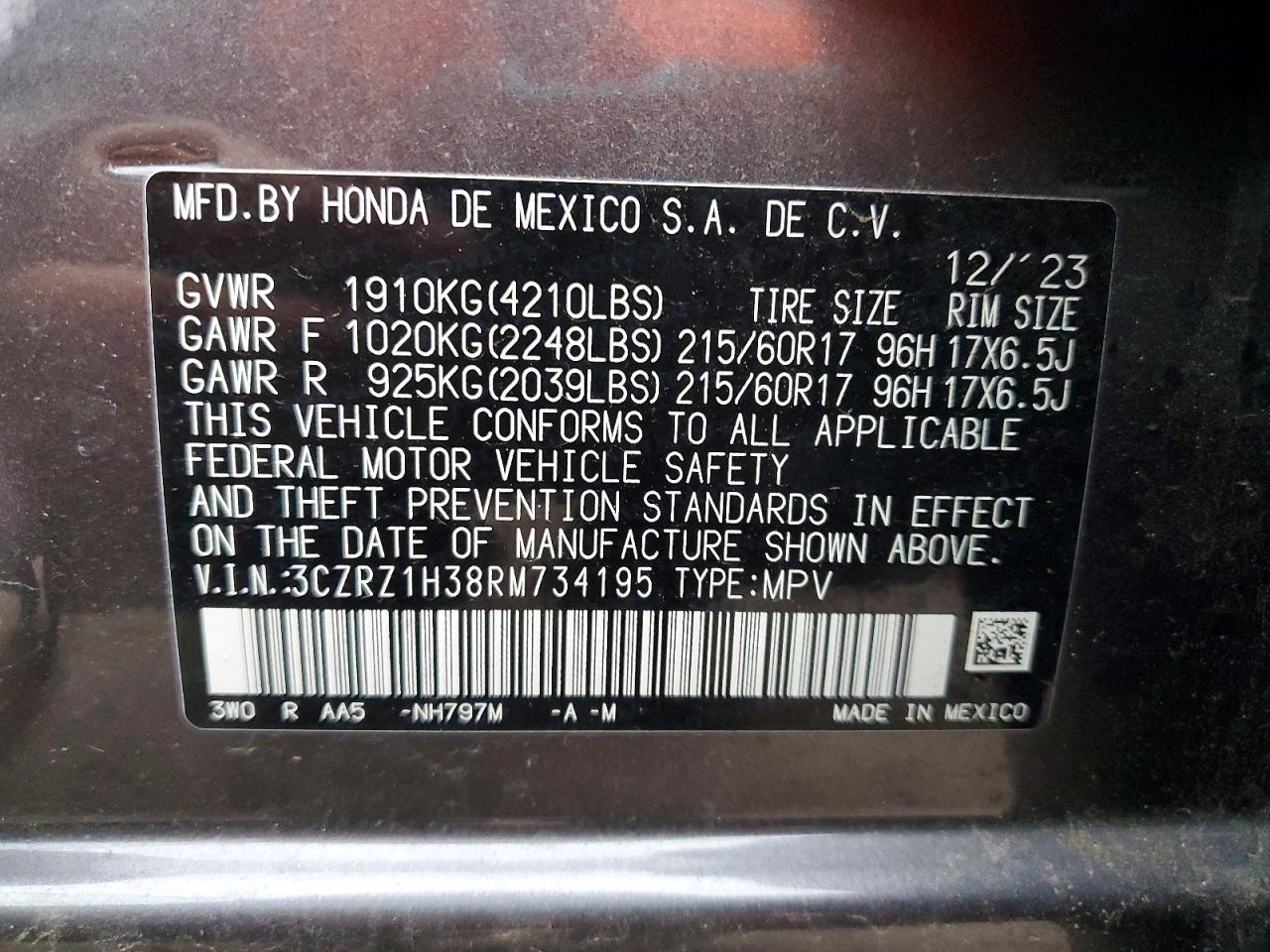 2024 HONDA HR-V LX photo 13