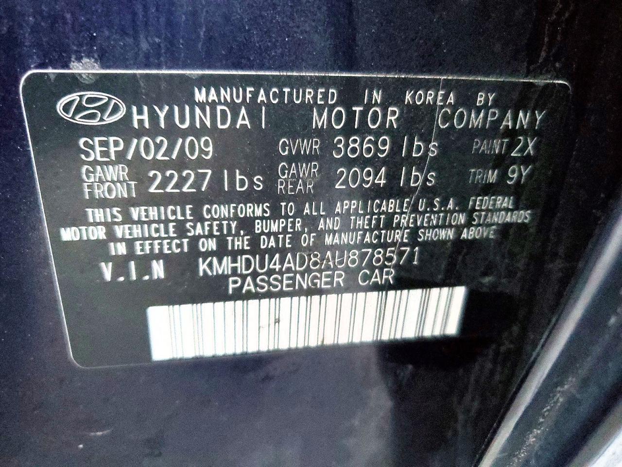 2010 HYUNDAI ELANTRA BLUE photo 12