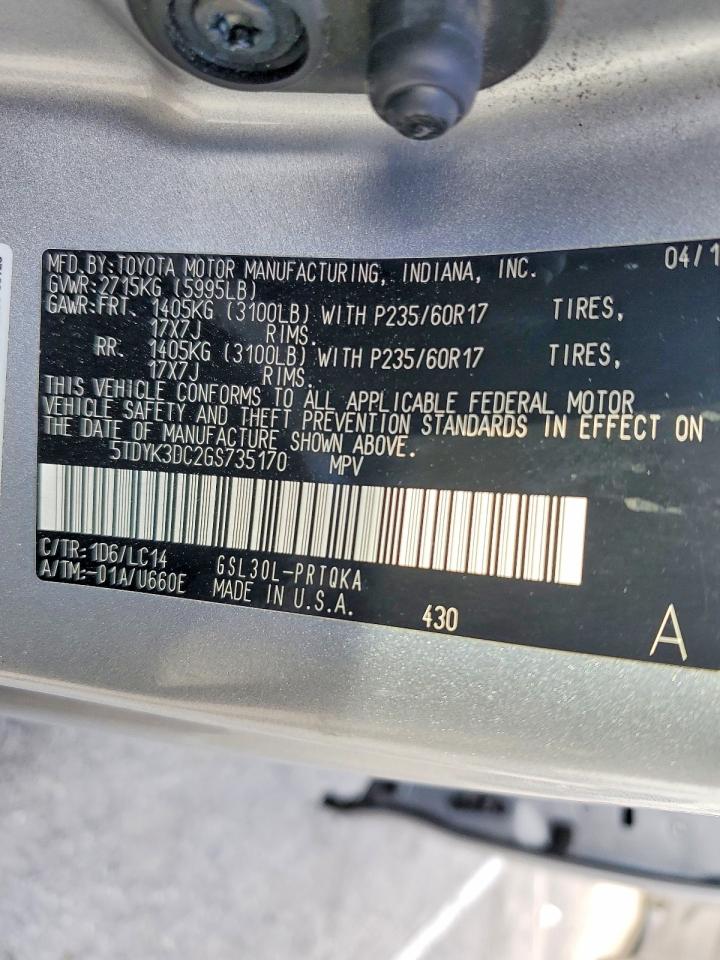 2016 TOYOTA SIENNA XLE photo 14