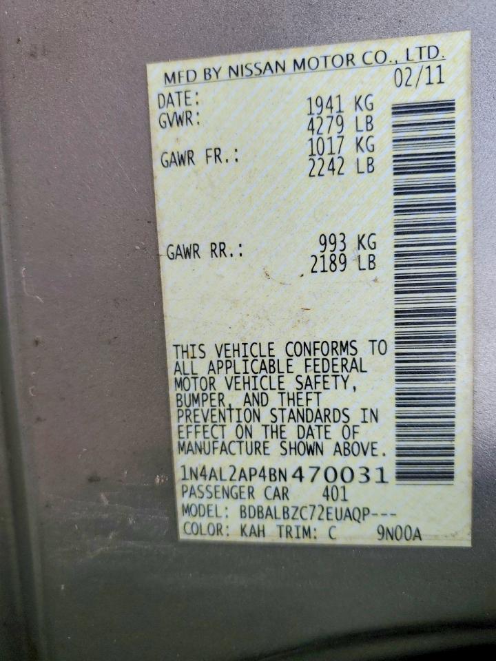 2011 NISSAN ALTIMA BASE photo 12