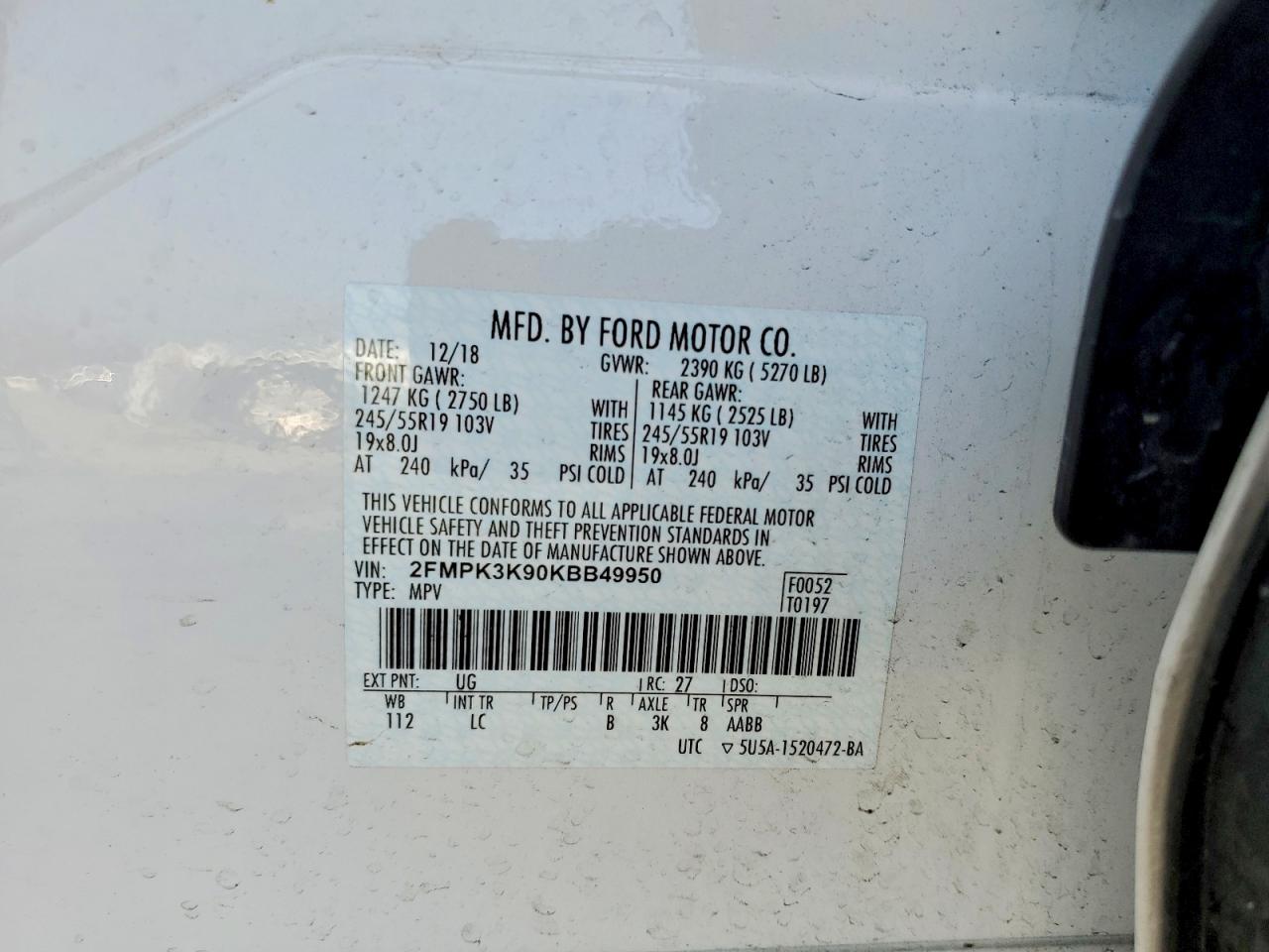 2019 FORD EDGE TITANIUM photo 12