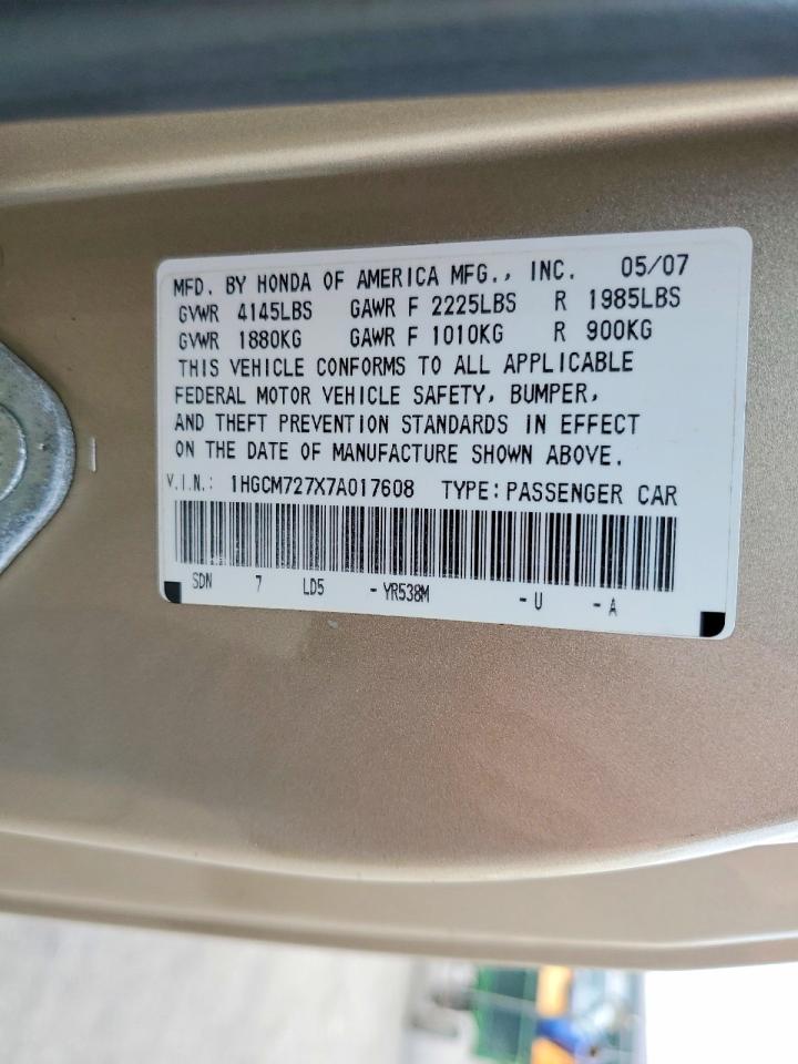 2007 HONDA ACCORD EX photo 12