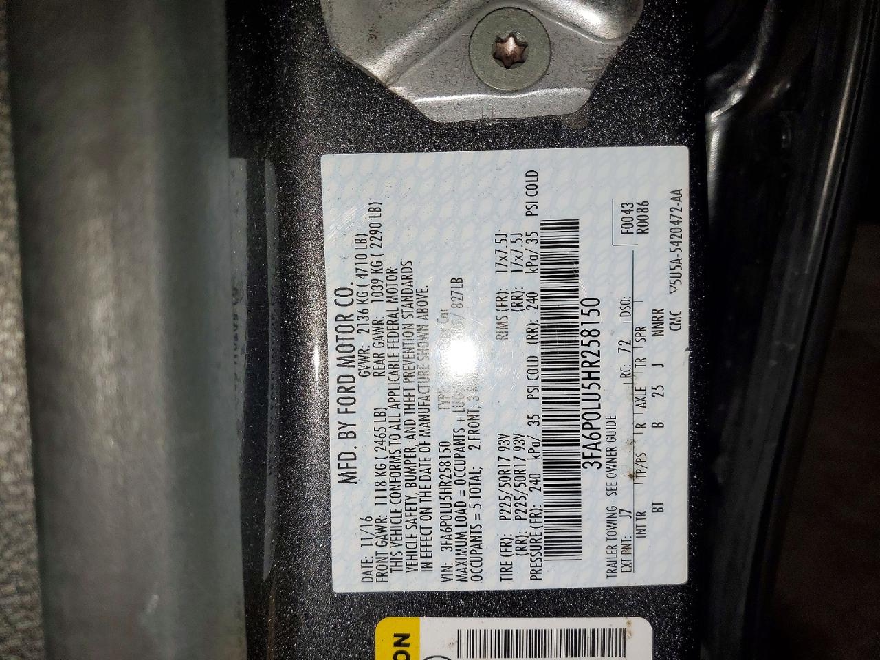 2017 FORD FUSION SE HYBRID photo 12