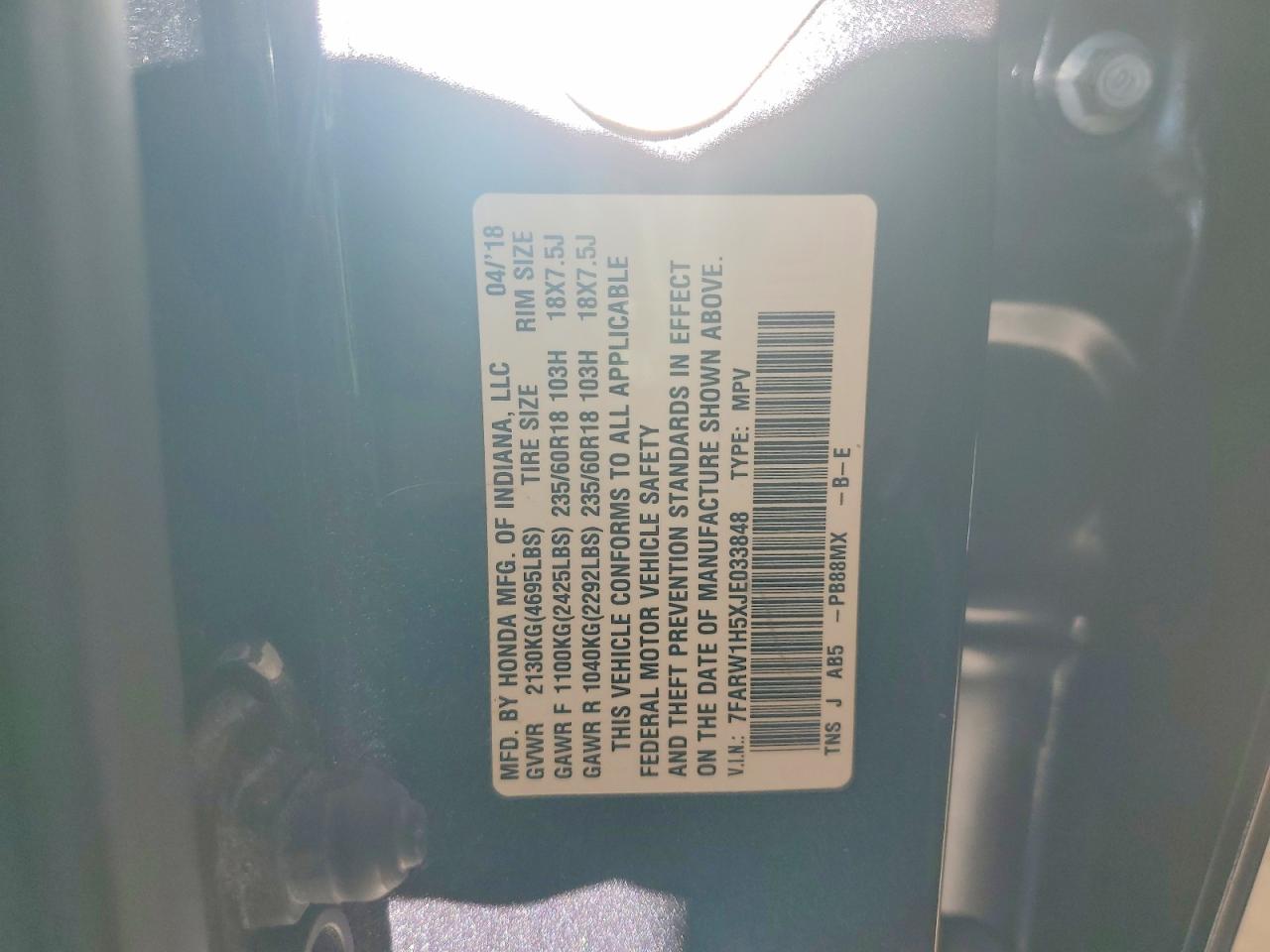 2018 HONDA CR-V EX photo 14