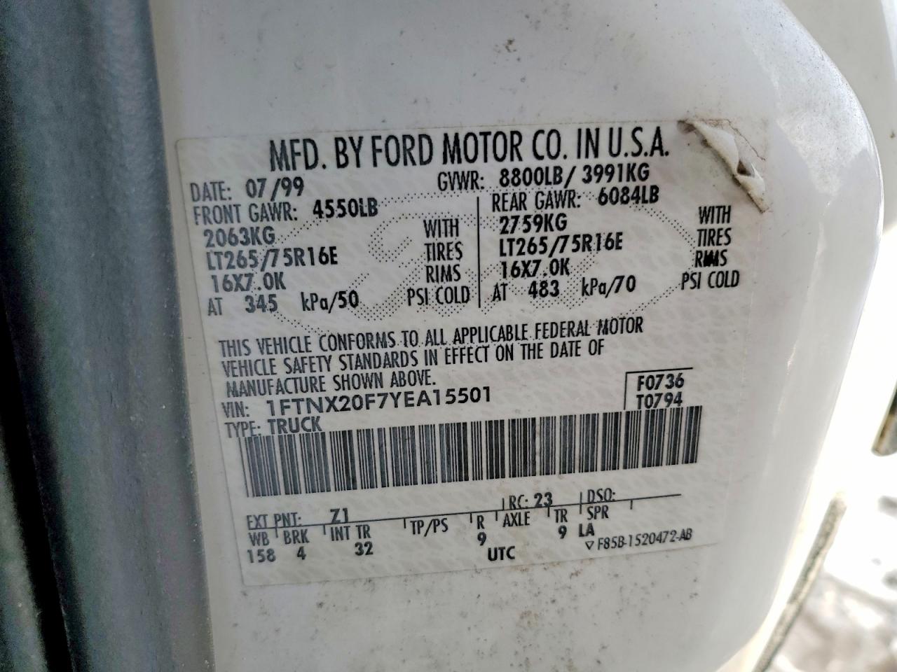 2000 FORD F250 SUPER DUTY photo 12