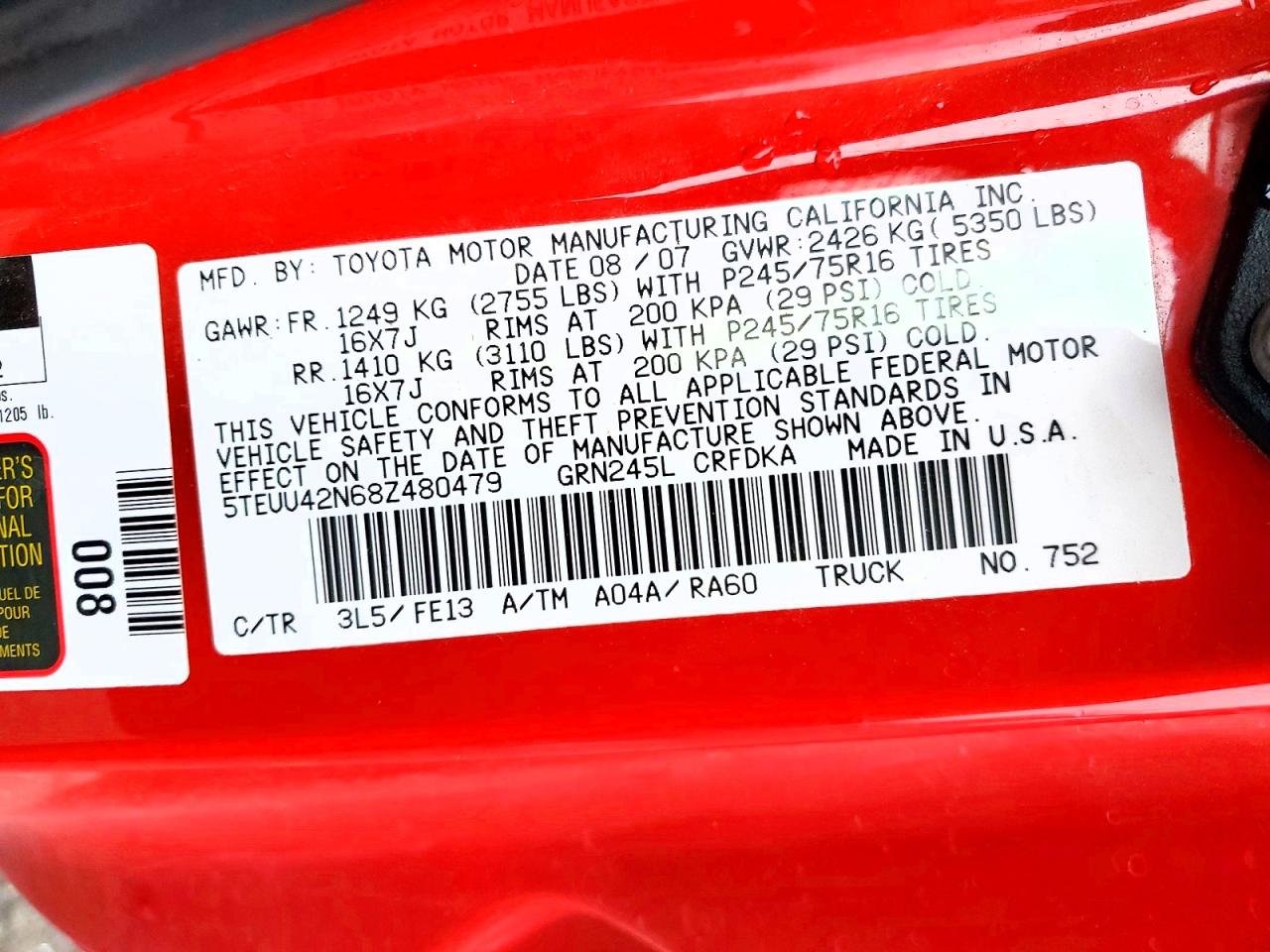 2008 TOYOTA TACOMA ACCESS CAB photo 12